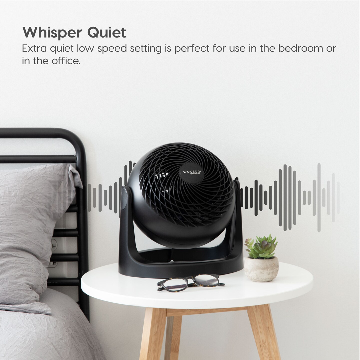 IRIS USA WOOZOO, Small Oscillating Desk Fan, Table Air Circulator, 3 Speeds, 52ft Max Air Distance, 12 Inches, 112° Adjustable Tilt, 30 db Low Noise