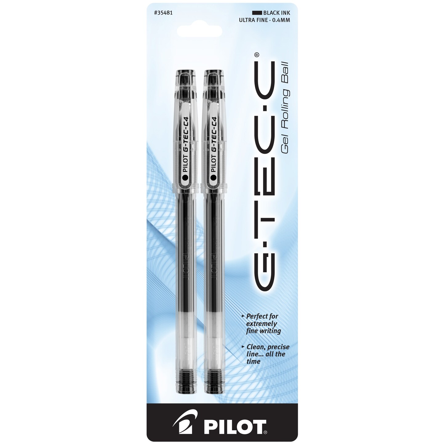 Pilot G-Tec-C Ultra Fine 0.4mm Gel Pens 2/Pkg-Black