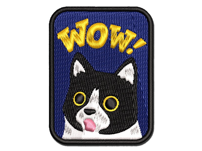 Wow Surprised Cat Teacher Student Multi-Color Embroidered Iron-On or ...