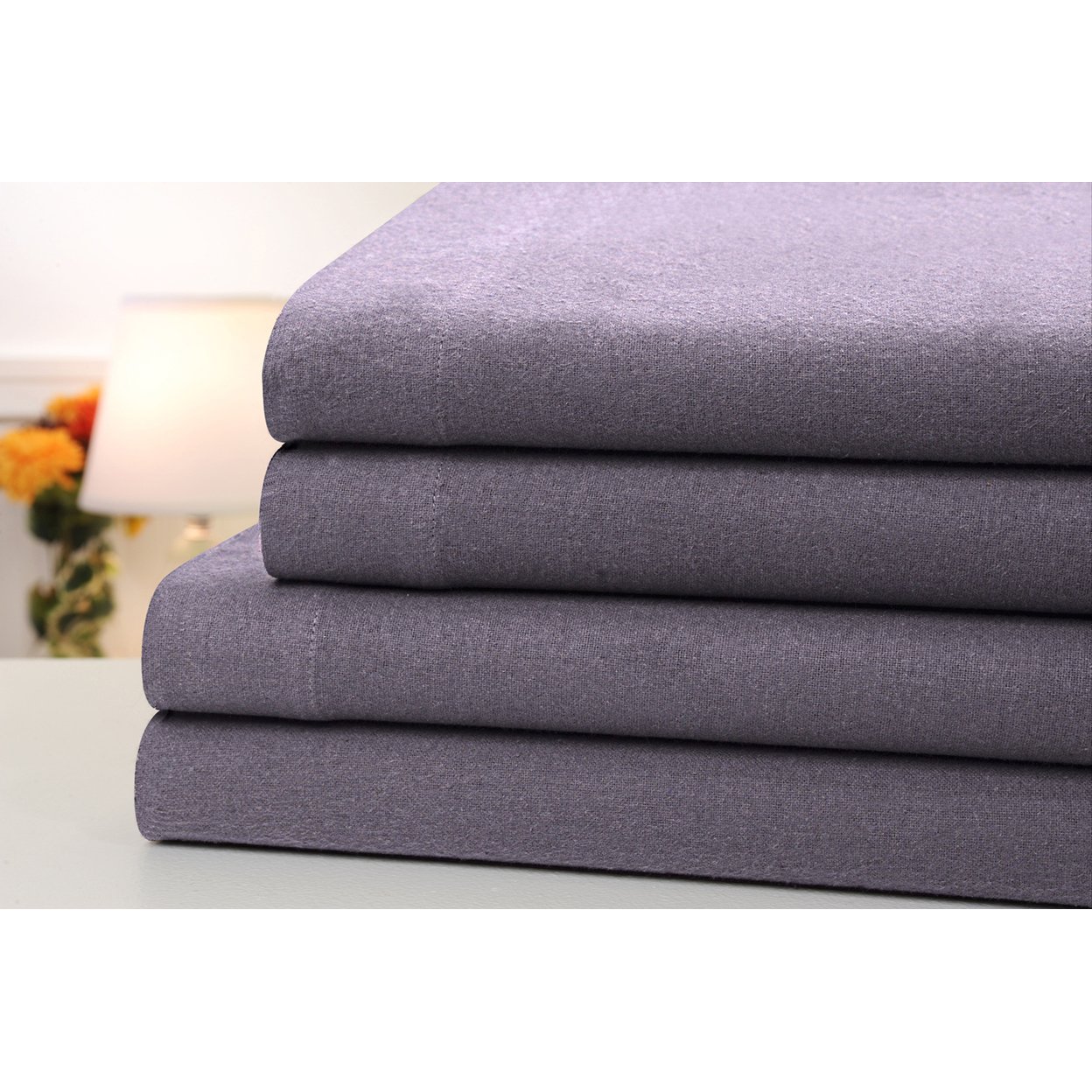 Bibb Home Solid Flannel 4 Piece Sheet Set 100% Cotton Warm Comfortable Various Sizes