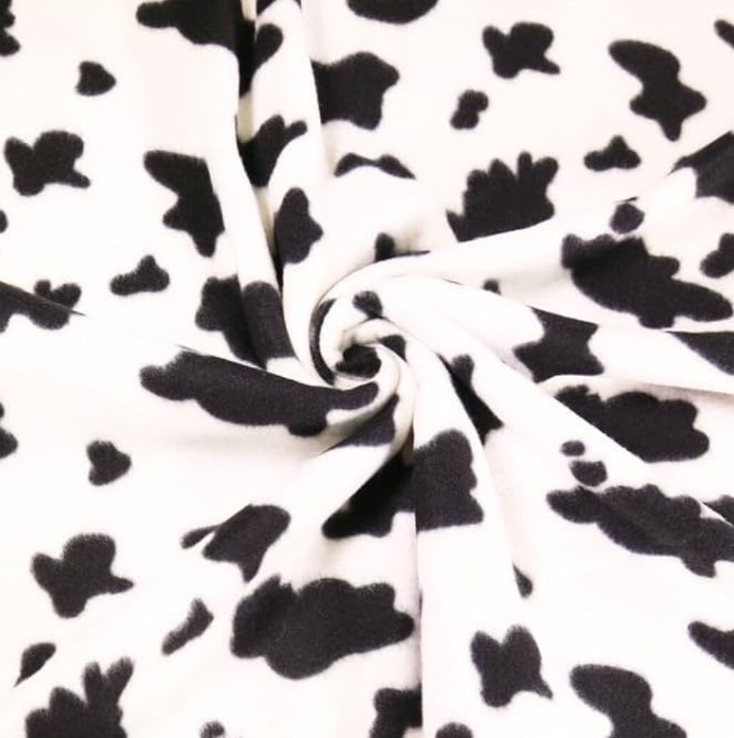 FabricLA | Fleece Fabric By The Yard | 36&#x22;X60&#x22; Inch Wide | Anti Pill Polar Fleece | Soft, Blanket, Throw, Poncho, Pillow Cover, PJ Pants, Booties, Eye Mask - Cow Black and White (1 Yard)