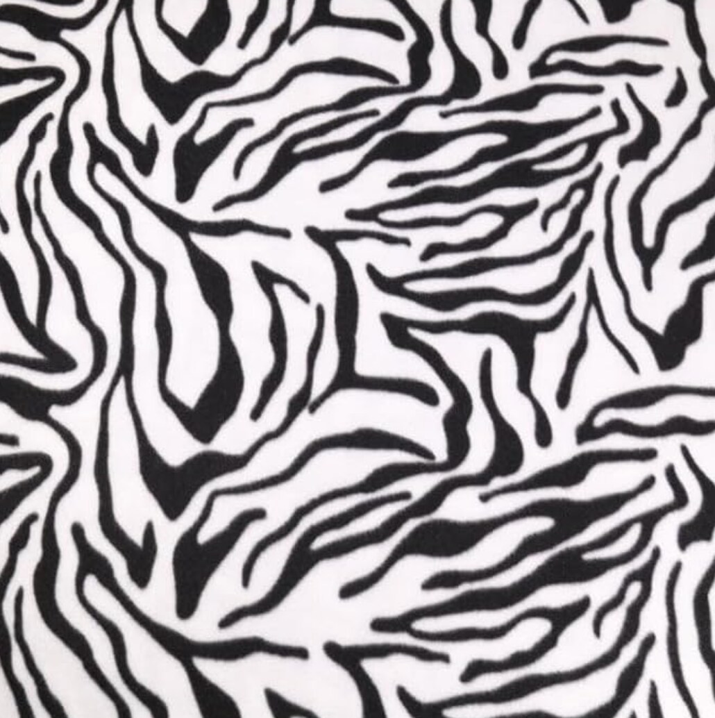 FabricLA | Fleece Fabric By The Yard | 72&#x22;X60&#x22; Inch Wide | Anti Pill Polar Fleece | Soft, Blanket, Throw, Poncho, Pillow Cover, PJ Pants, Booties, Eye Mask - Zebra - White Black (2 Yard)