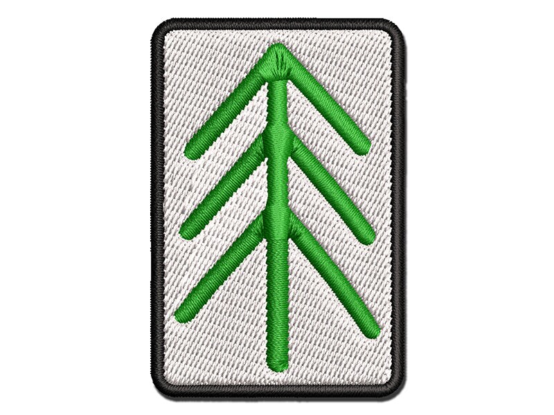 Simple Pine Tree Multi-Color Embroidered Iron-On or Hook &#x26; Loop Patch Applique