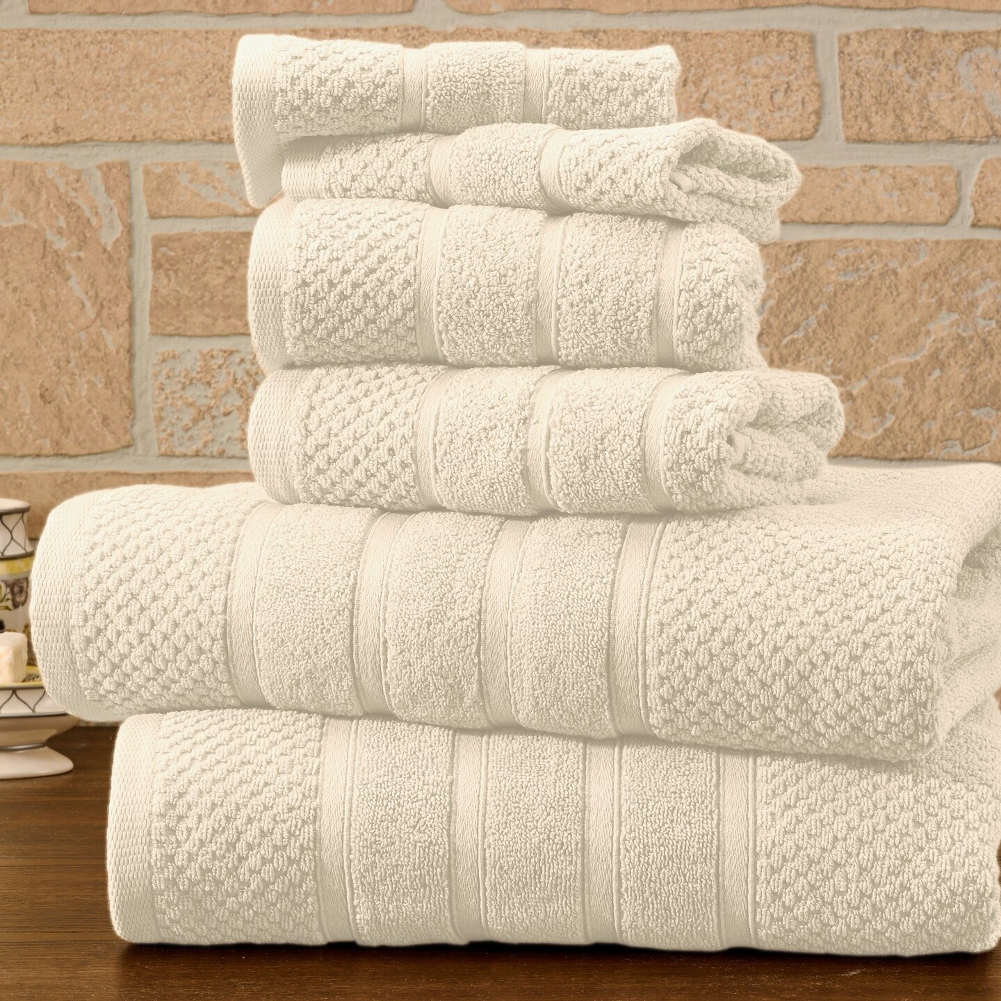 Bibb Home   6 Piece Popcorn Egyptian Cotton Towel Set