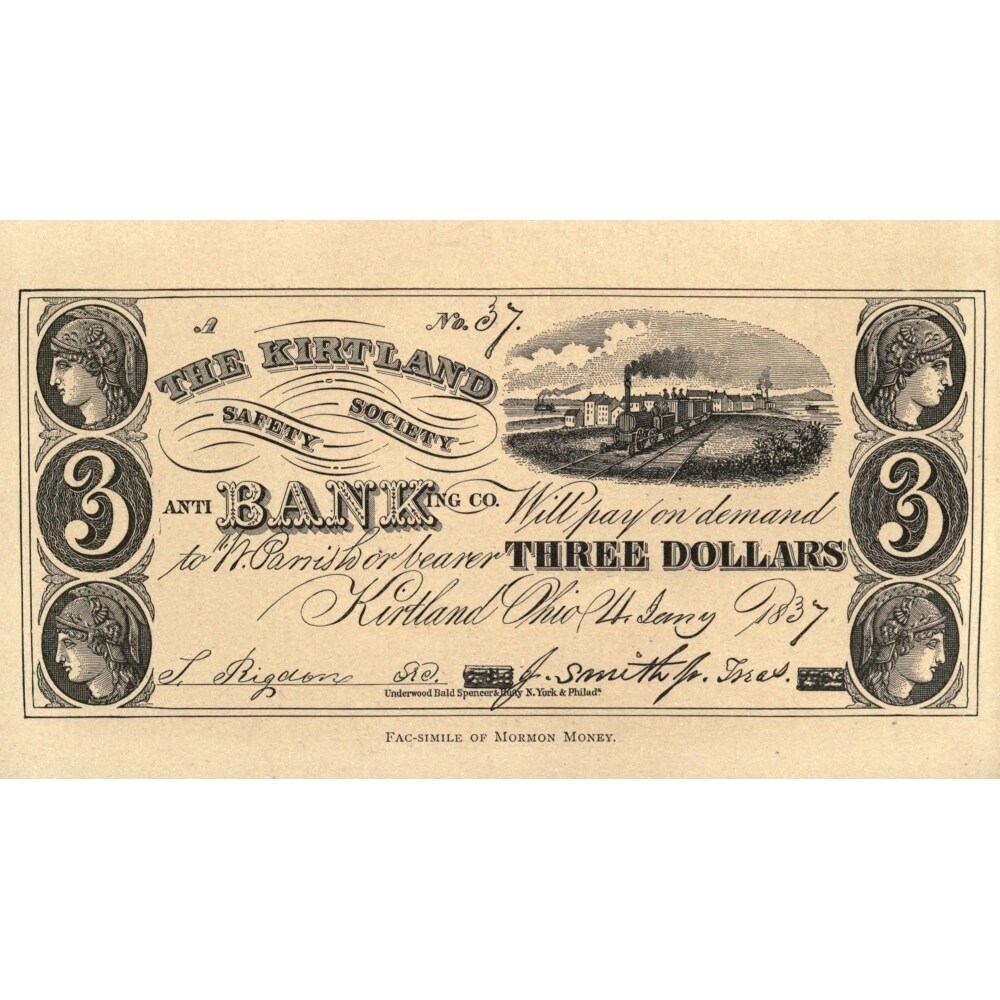Posterazzi Mormon Money Issued By The Kirkland Safety Society Anti Banking Co. The Notes Were Printed Before The Ohio Legislature