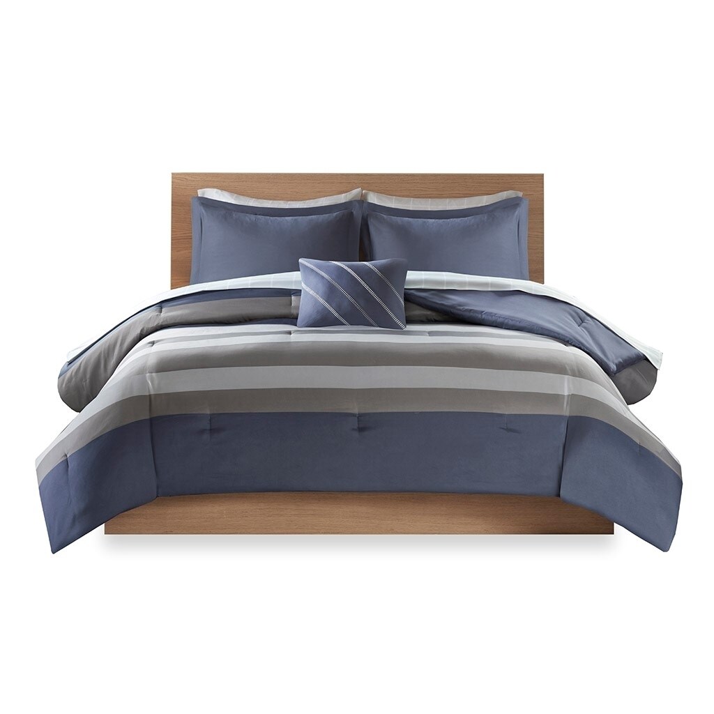 Gracie Mills Tavish Striped Comforter Set With Bed Sheets King Grace-12259