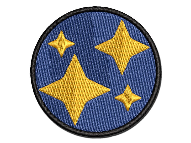 Shiny Sparkle Stars Multi-Color Embroidered Iron-On or Hook & Loop Patch Applique