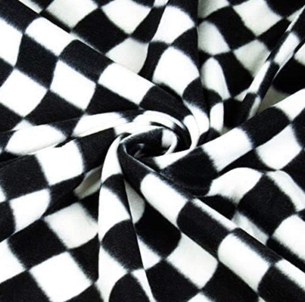 FabricLA | Fleece Fabric By The Yard | 36"X60" Inch Wide | Anti Pill Polar Fleece | Soft, Blanket, Throw, Poncho, Pillow Cover, PJ Pants, Booties, Eye Mask - Checkers - White Black (1 Yard)