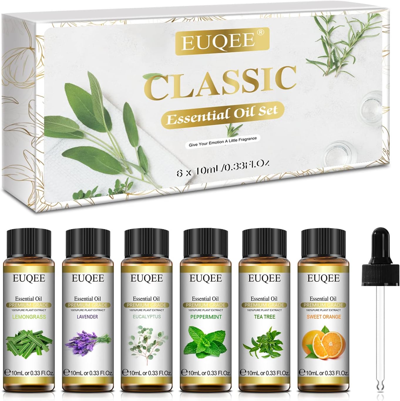 10 ml Assorted Pure Essential Oils Set of 6