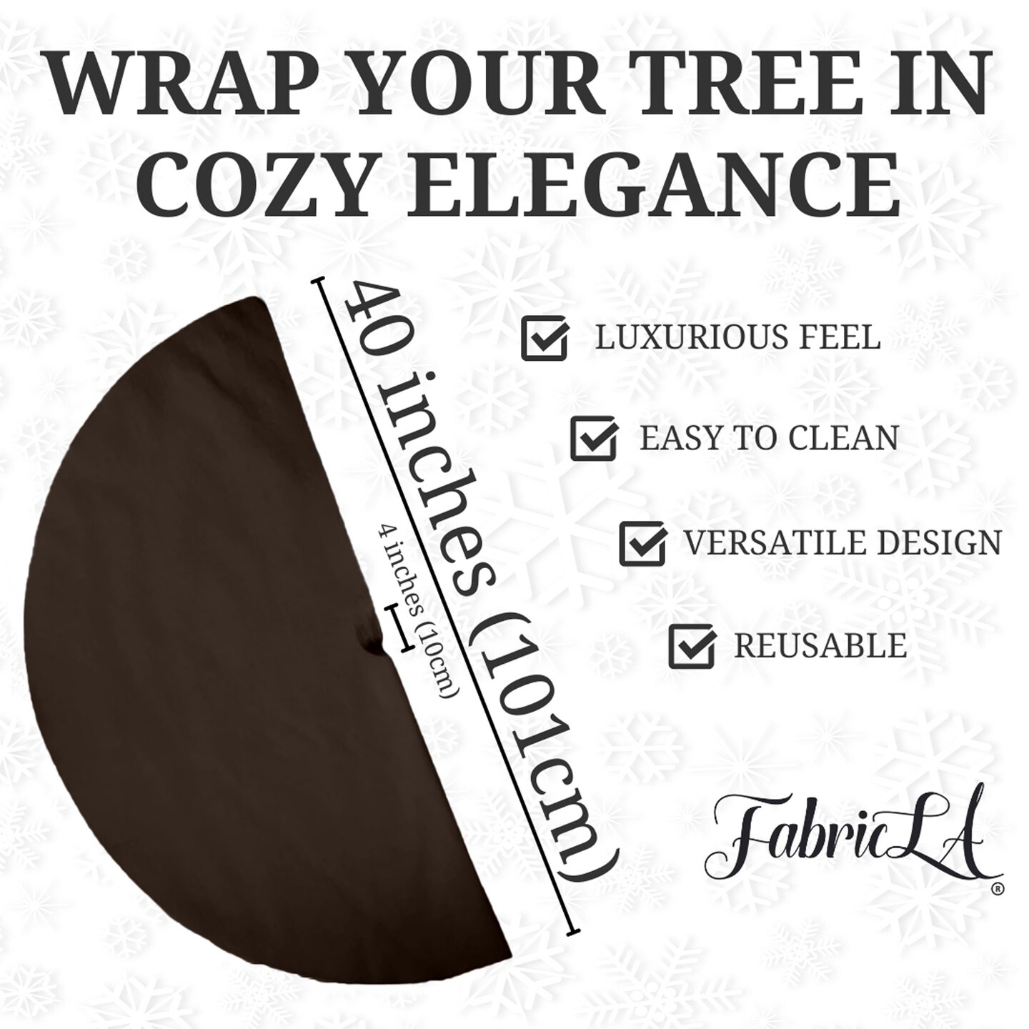 FabricLA 40&#x22; Chocolate Faux Fur Christmas Tree Skirt - Fluffy Plush Tree Skirt (101cm) for Holiday Decorations