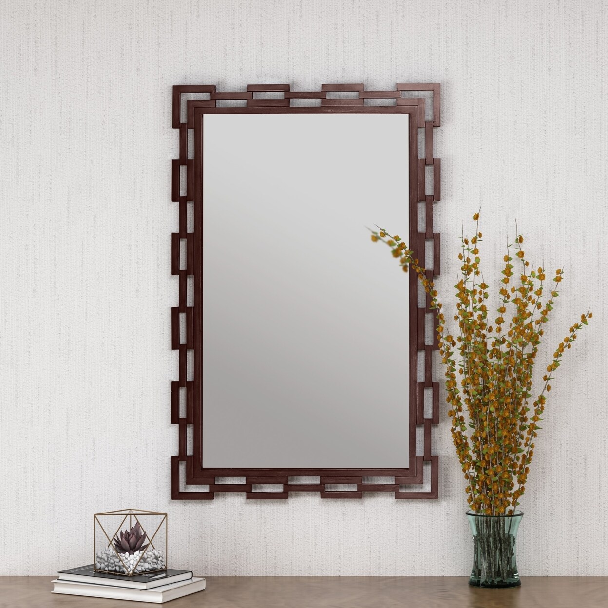 GDFStudio Brianna Rectangular Industrial Metal Chain-link Mirror