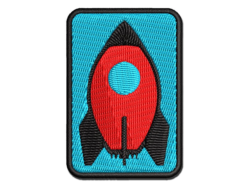 Rocket Space Ship Multi-Color Embroidered Iron-On or Hook &#x26; Loop Patch Applique