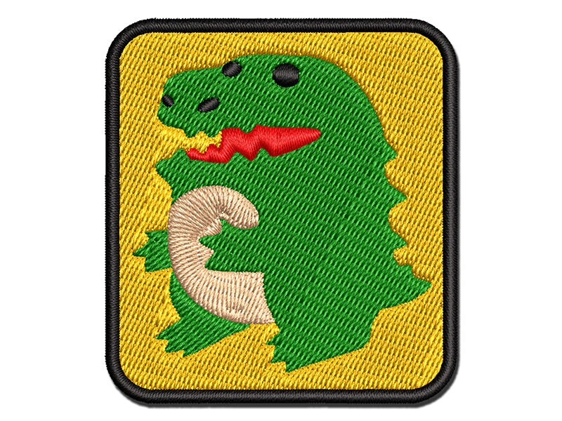 Silly Cartoon Dinosaur Multi-Color Embroidered Iron-On or Hook &#x26; Loop Patch Applique