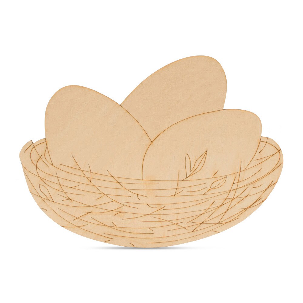 Wooden Eggs in Nest Cutouts 3&#x22;-20&#x201D;, 1/8&#x22; Thick for Easter |Woodpeckers