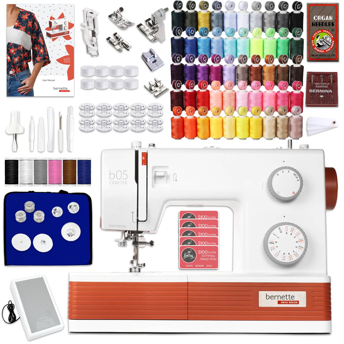 Bernette B05 Crafter Sewing Machine Deluxe Bundle by The Fashion Class