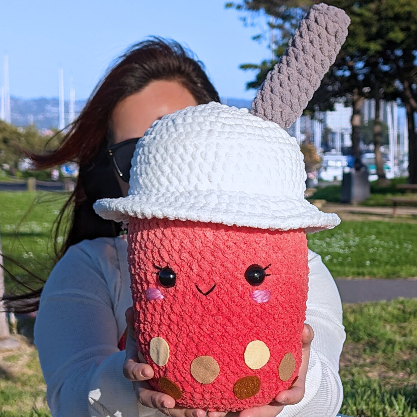 Boba Tea Ombre Crocheted Plush Strawberry Bubble Tea Plushie Slushy Stuffed Toy Handmade Amigurumi Cute Animal Handmade Gift MakerPlace by Michaels