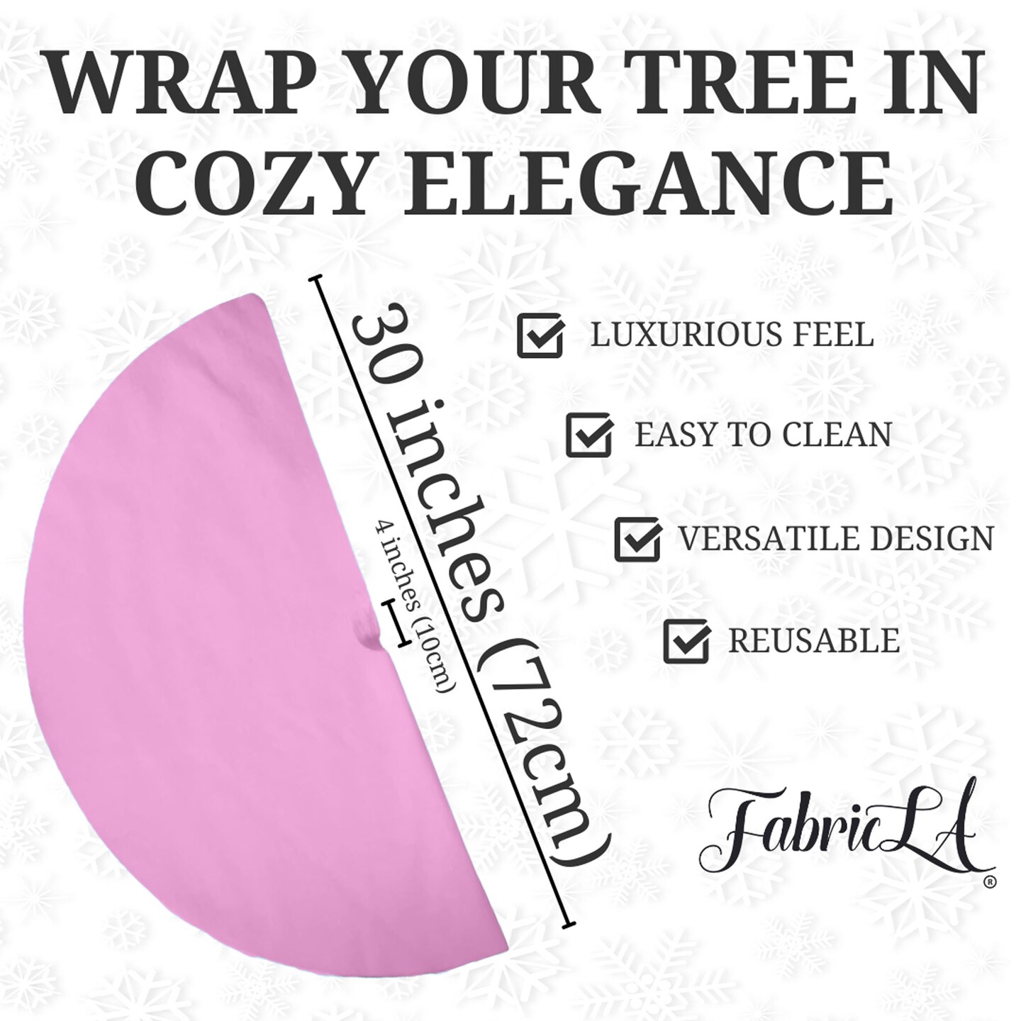 FabricLA 30" Baby Pink Faux Fur Christmas Tree Skirt - Fluffy Plush Tree Skirt (72cm) for Holiday Decorations