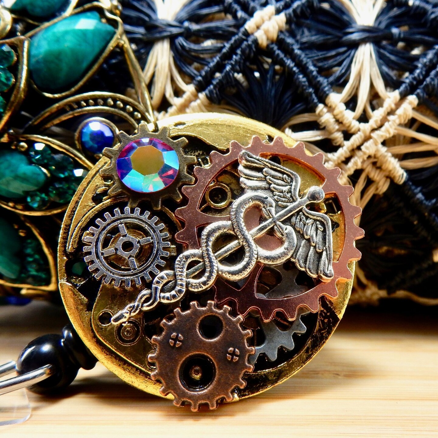 Personalized Nurse Badge Reel, Steampunk Caduceus Badge Holder, Custom