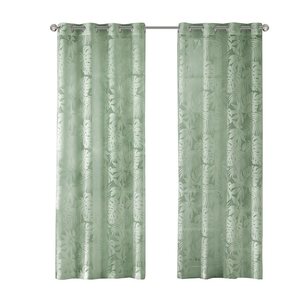 Gracie Mills Zephyr Costal Lightweight Burnout Sheer Window Curtain - Grace-8582