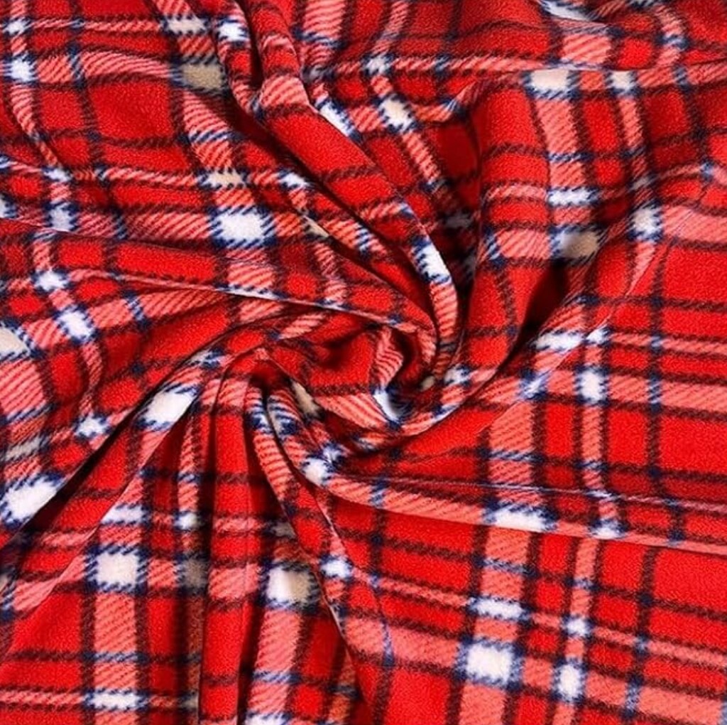 FabricLA | Fleece Fabric By The Yard | 36&#x22;X60&#x22; Inch Wide | Anti Pill Polar Fleece | Soft, Blanket, Throw, Poncho, Pillow Cover, PJ Pants, Booties, Eye Mask - Plaid Red (1 Yard)