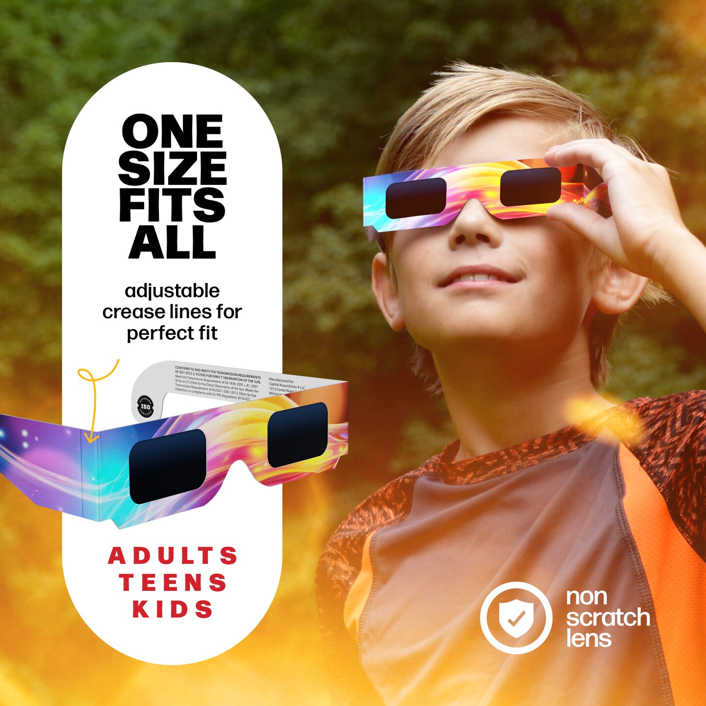 Solar Eclipse Glasses Approved 2024 (10 Pack) - AAS, ISO &#x26; CE Certified for All Ages - Lab Tested - Includes Eclipse Path Map - Clear Visibility, One Size Fits All, Non-Scratch Lens Viewing