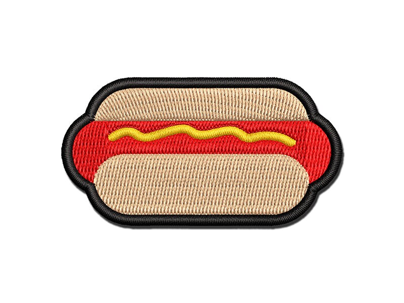 Yummy Hot Dog Multi-Color Embroidered Iron-On or Hook &#x26; Loop Patch Applique