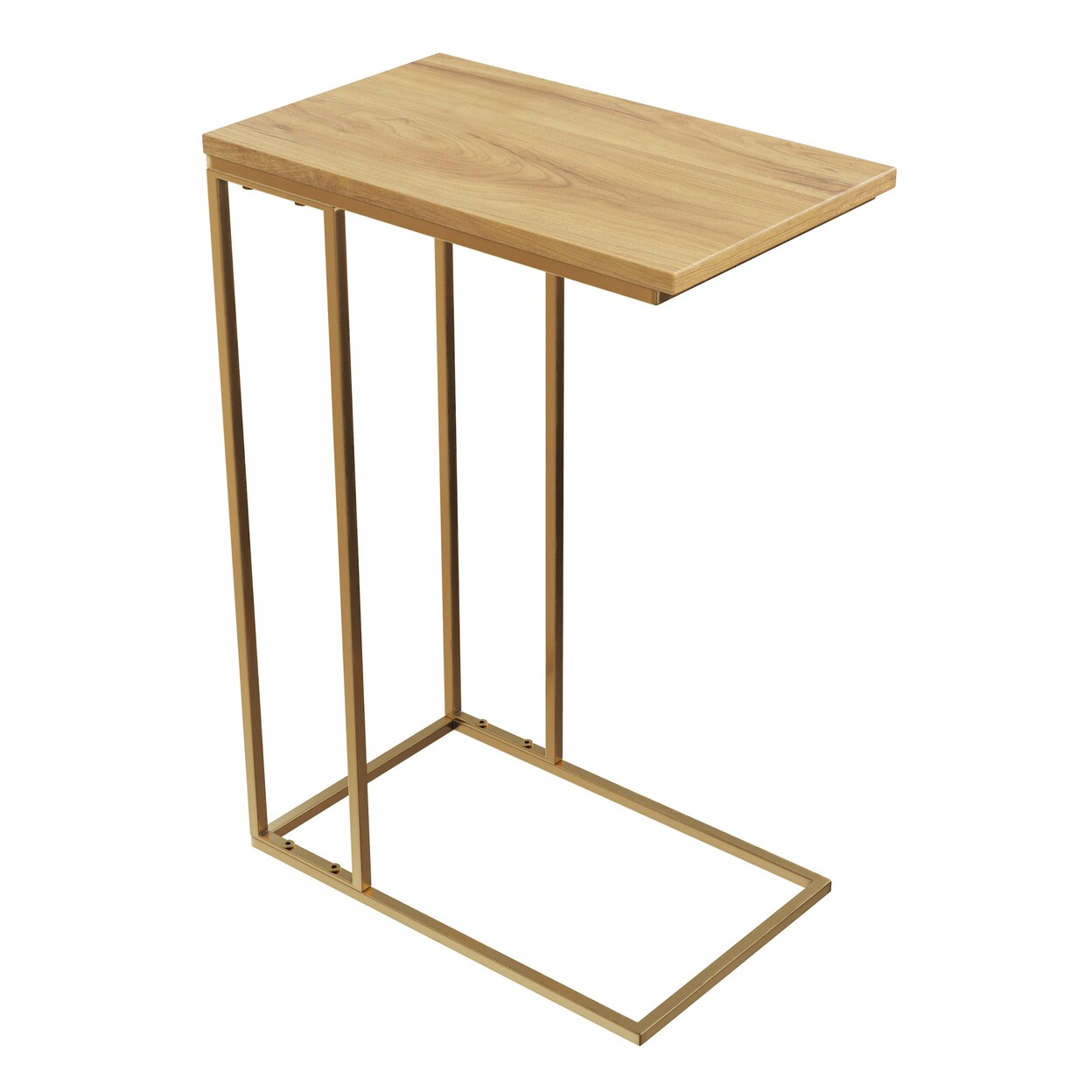 C-Shaped End Table Gold Iron Frame Faux Marble Top 24-Inch Modern Side Table
