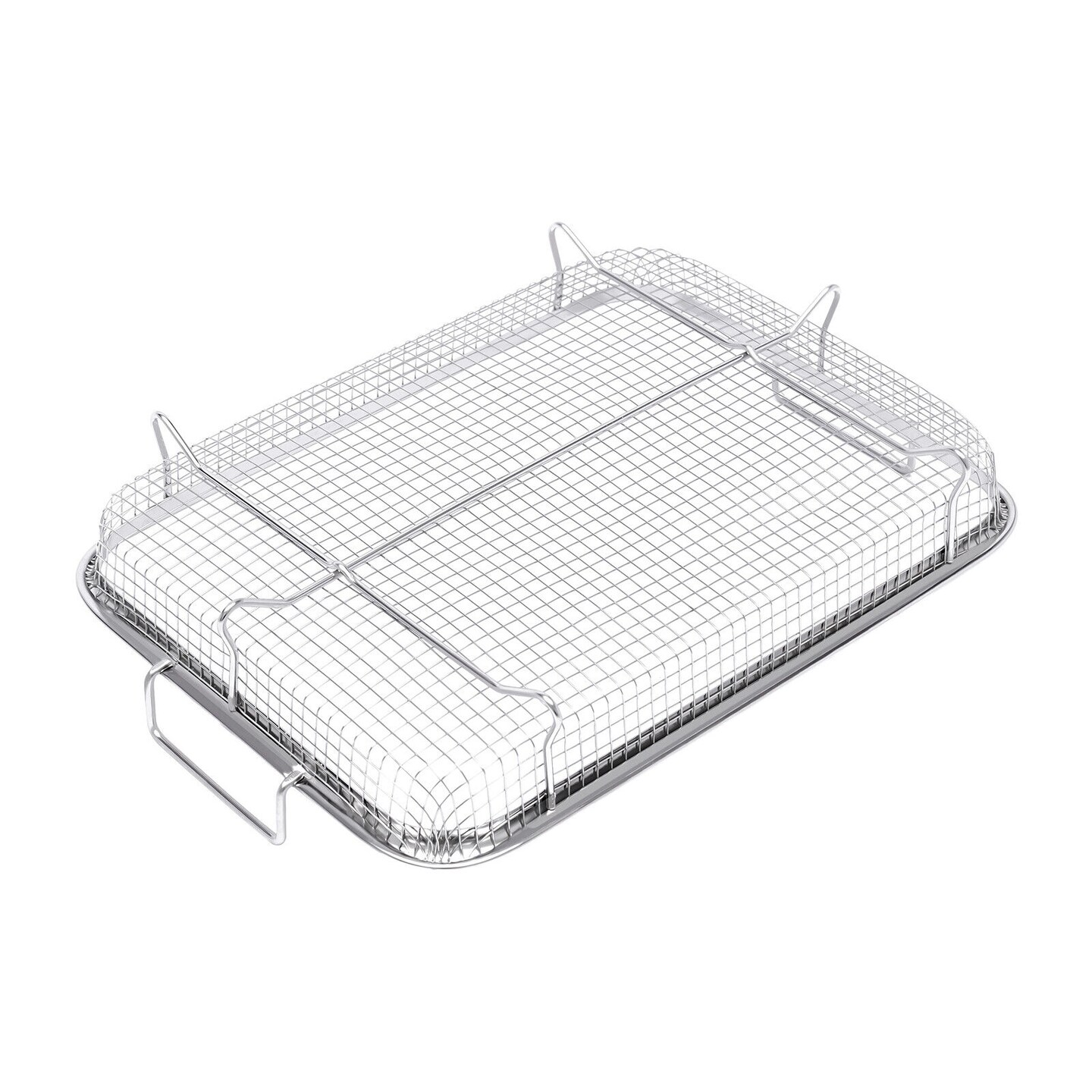 Kitcheniva 2 Pcs Air Fryer Basket Stainless Steel Crisper Tray &#x26; Basket
