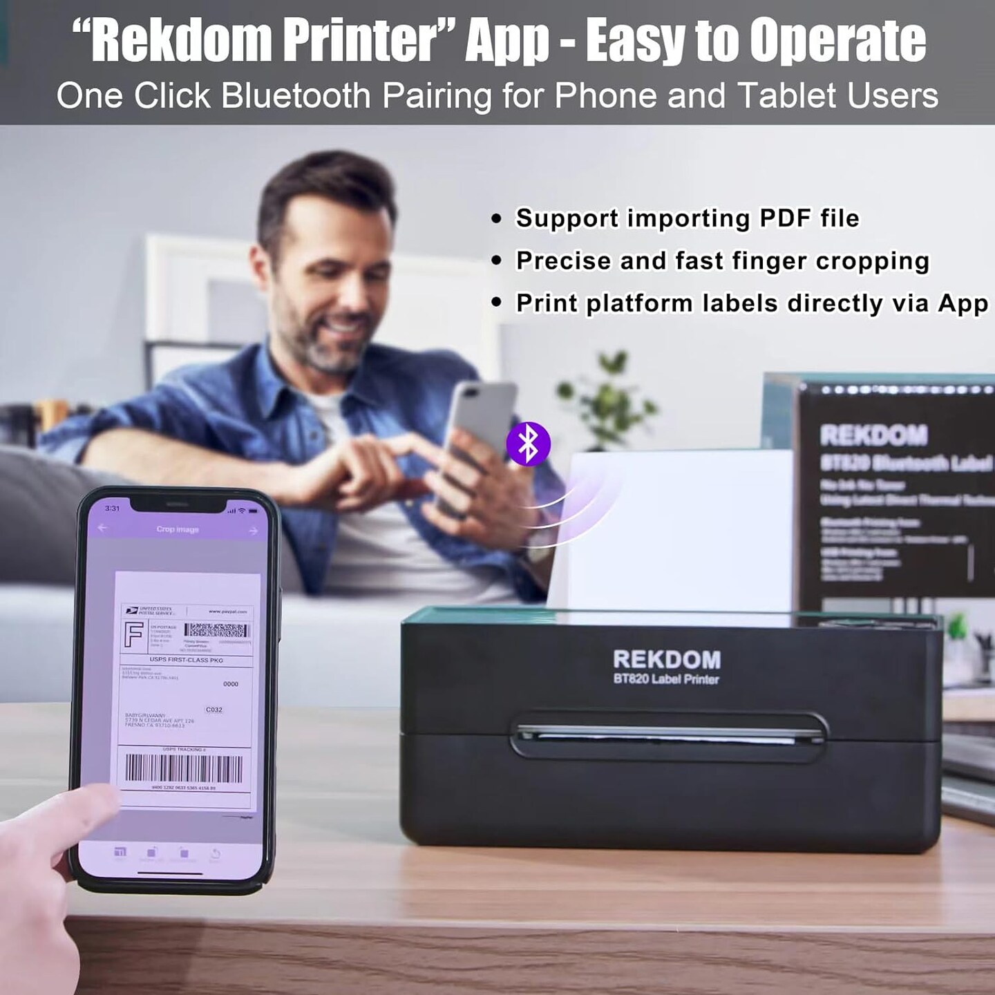 REKDOM - Bluetooth Thermal Label Printer | BT820 - 4x6&#x22; Your Printing Companion