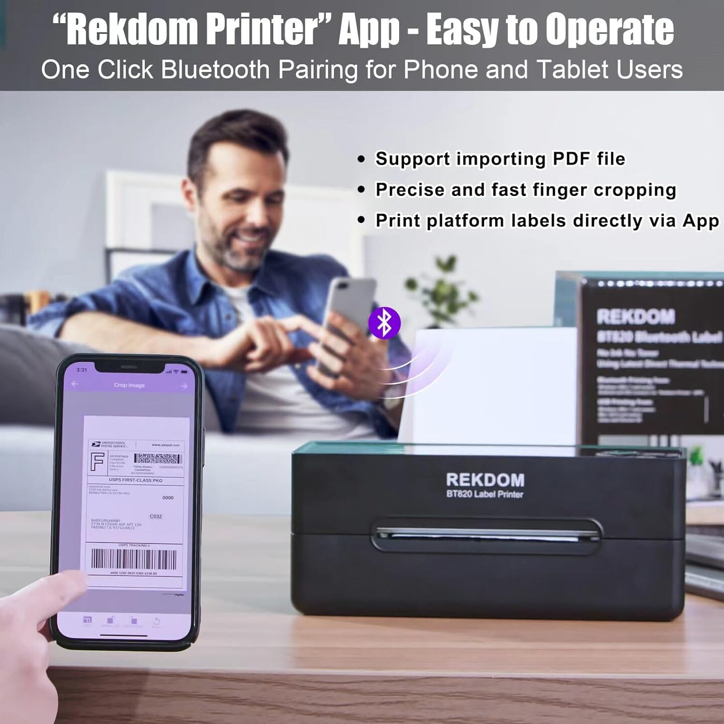 REKDOM - Bluetooth Thermal Label Printer | BT820 - 4x6" Your Printing Companion
