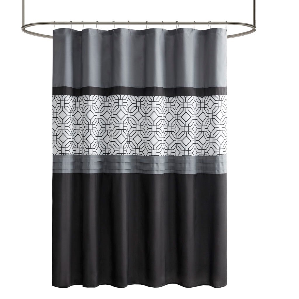 Gracie Mills Tyrell Embroidered Geometric Shower Curtain - Grace-10801
