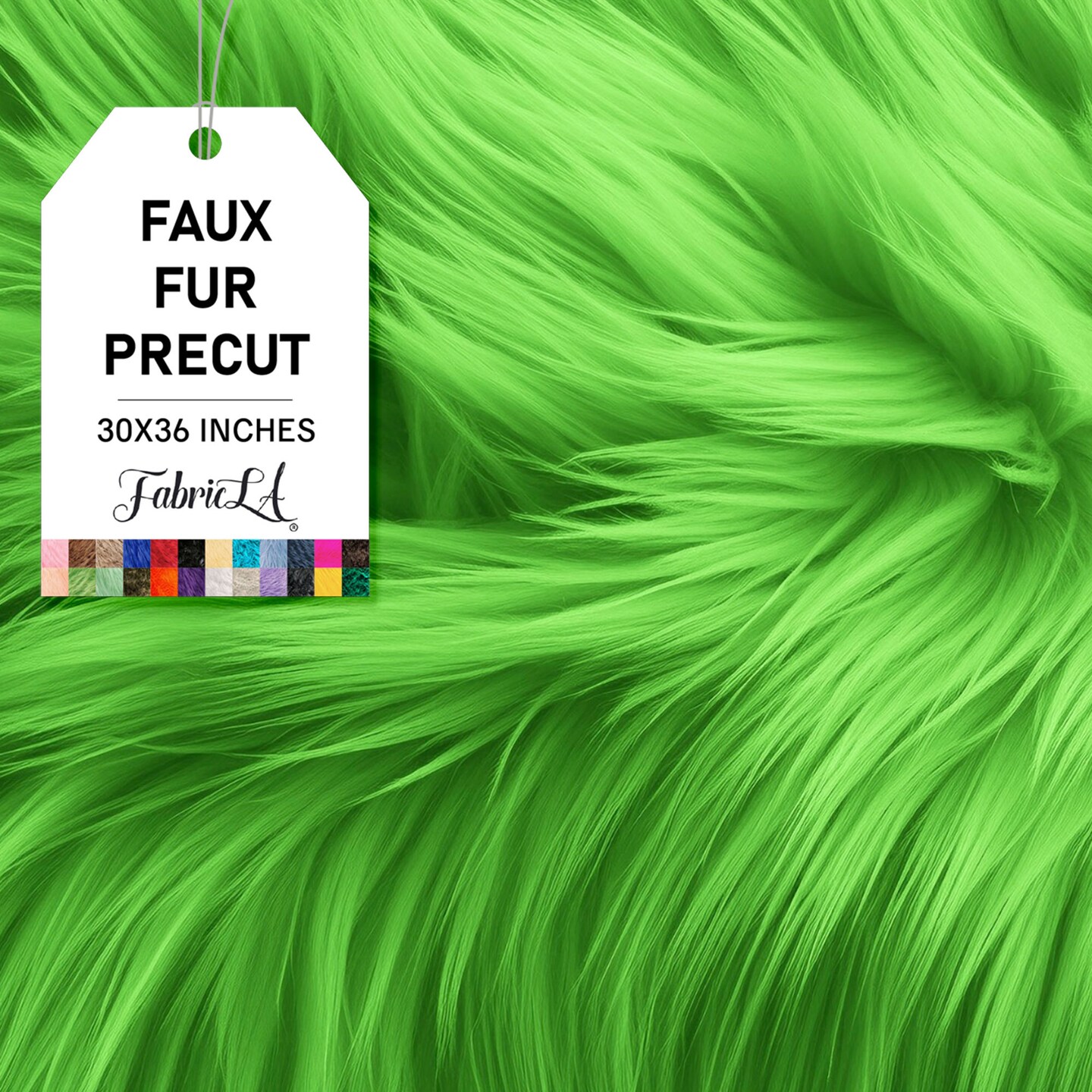FabricLA | Faux Fur Fabric | 30&#x22; X 36&#x22; Inch Wide Pre-Cut Shaggy | Fake Fur Fabric | DIY, Craft Fur Decoration, Fashion Accessory, Hobby | Lime
