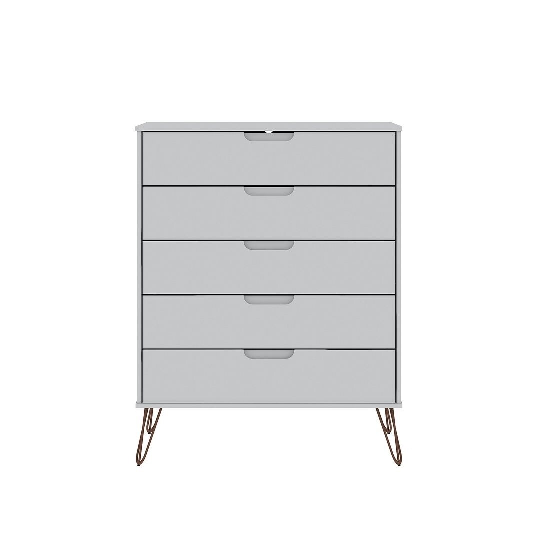 Manhattan Comfort Rockefeller 5-Drawer Tall Dresser with Metal Legs