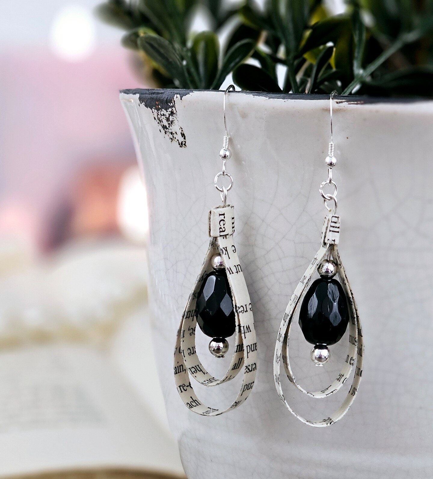 Book Nerd Stud Earrings - Glass Art Print Jewelry For Book Lovers & Teachers