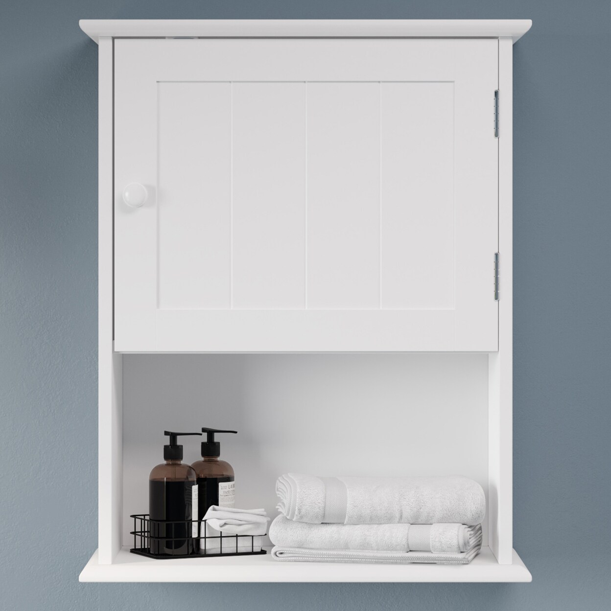 White Wall-Mounted Storage Cabinet 16.5 Inch Kitchen Bathroom Organizer Shelf