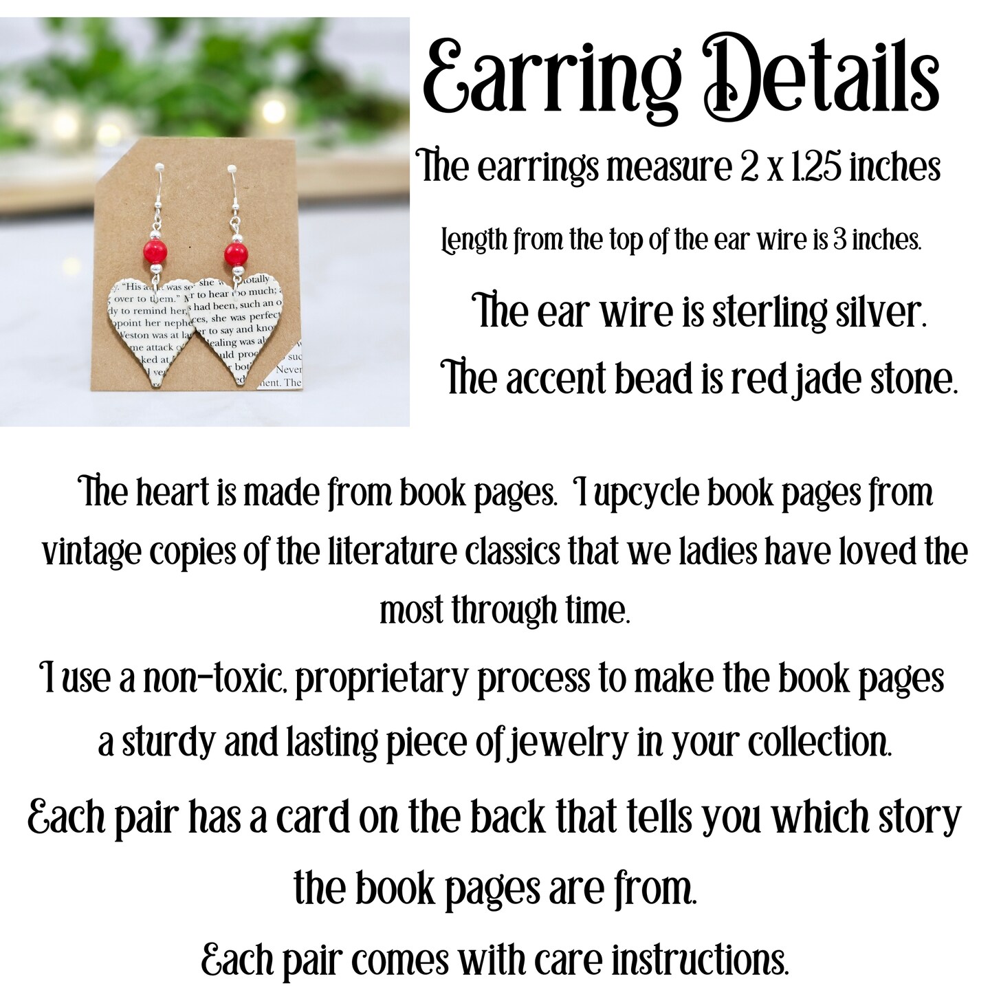 Word Earrings, Once Upon A Time, Happily Ever After, Book