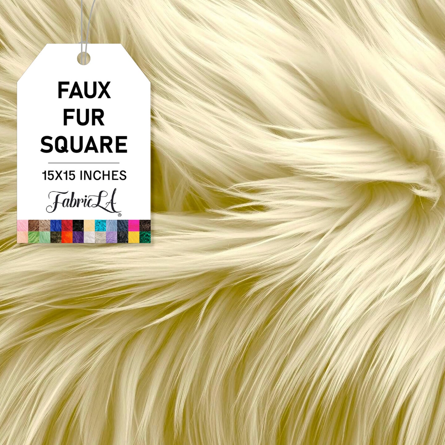 FabricLA | Faux Fur Fabric Square | 15" X 15" Inch Wide Pre-Cut Shaggy | Fake Fur Fabric | DIY, Craft Fur Decoration, Fashion Accessory, Hobby | Banana