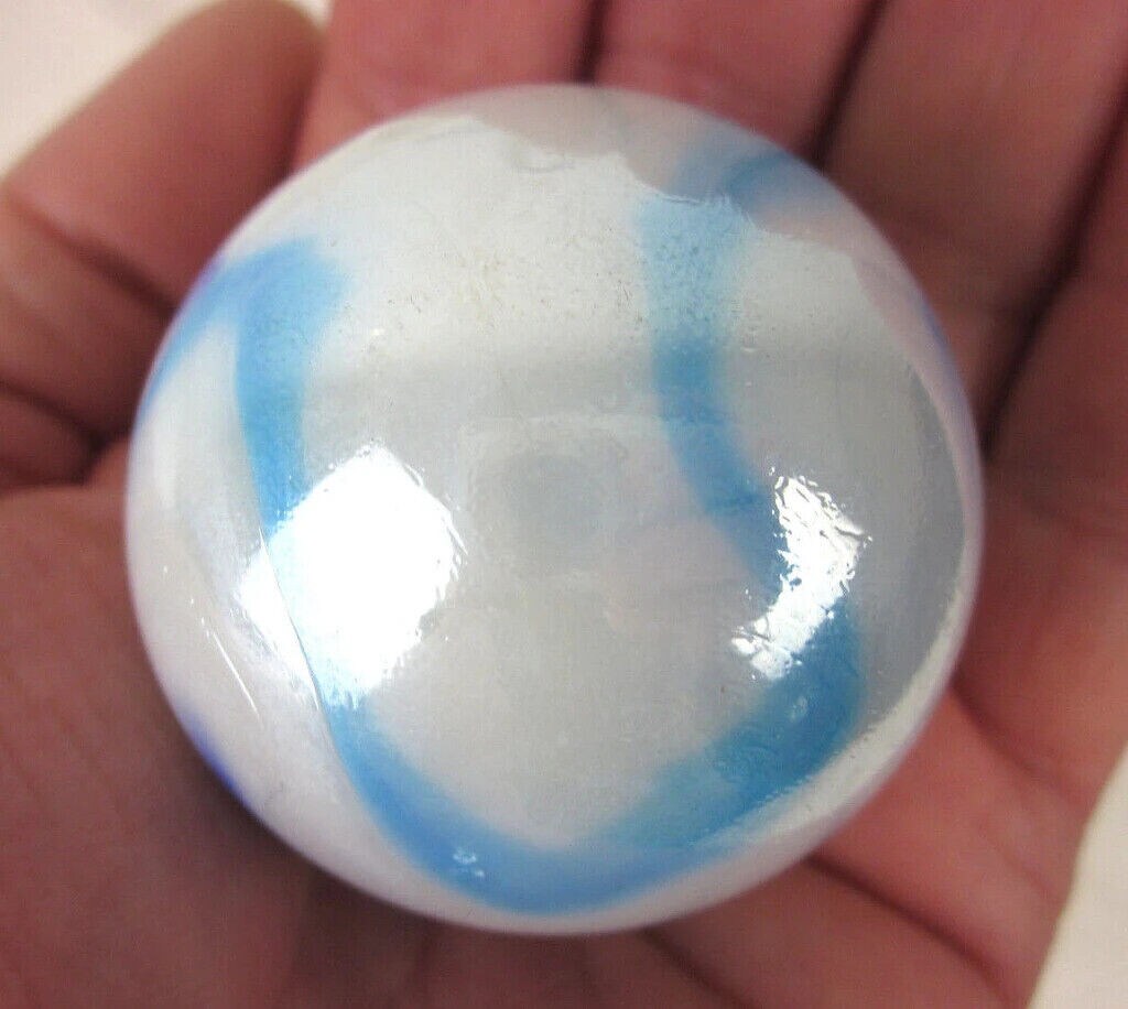 Toe Breaker 50mm (2") TIGER SHARK White/Blue Swirl Marbles glass Toebreaker HUGE
