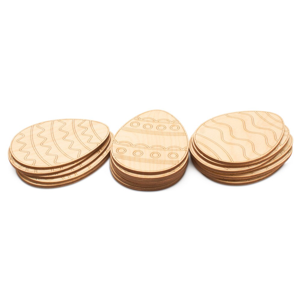 Wood Egg Cutouts, From 2"- 4”, 1/8” Thick Sets of 18 | Woodpeckers