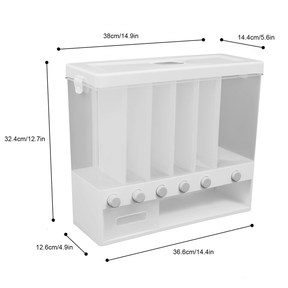Kitcheniva Durable 6-Grid Dry Food Grain Storage Container Kitchen Organizer