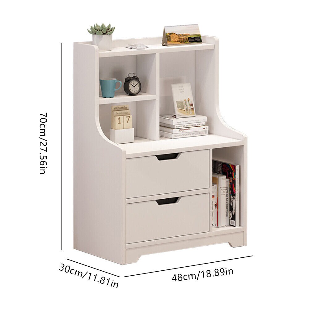 Kitcheniva Bedside Table Storage Cabinet Nightstand with 2 Drawers