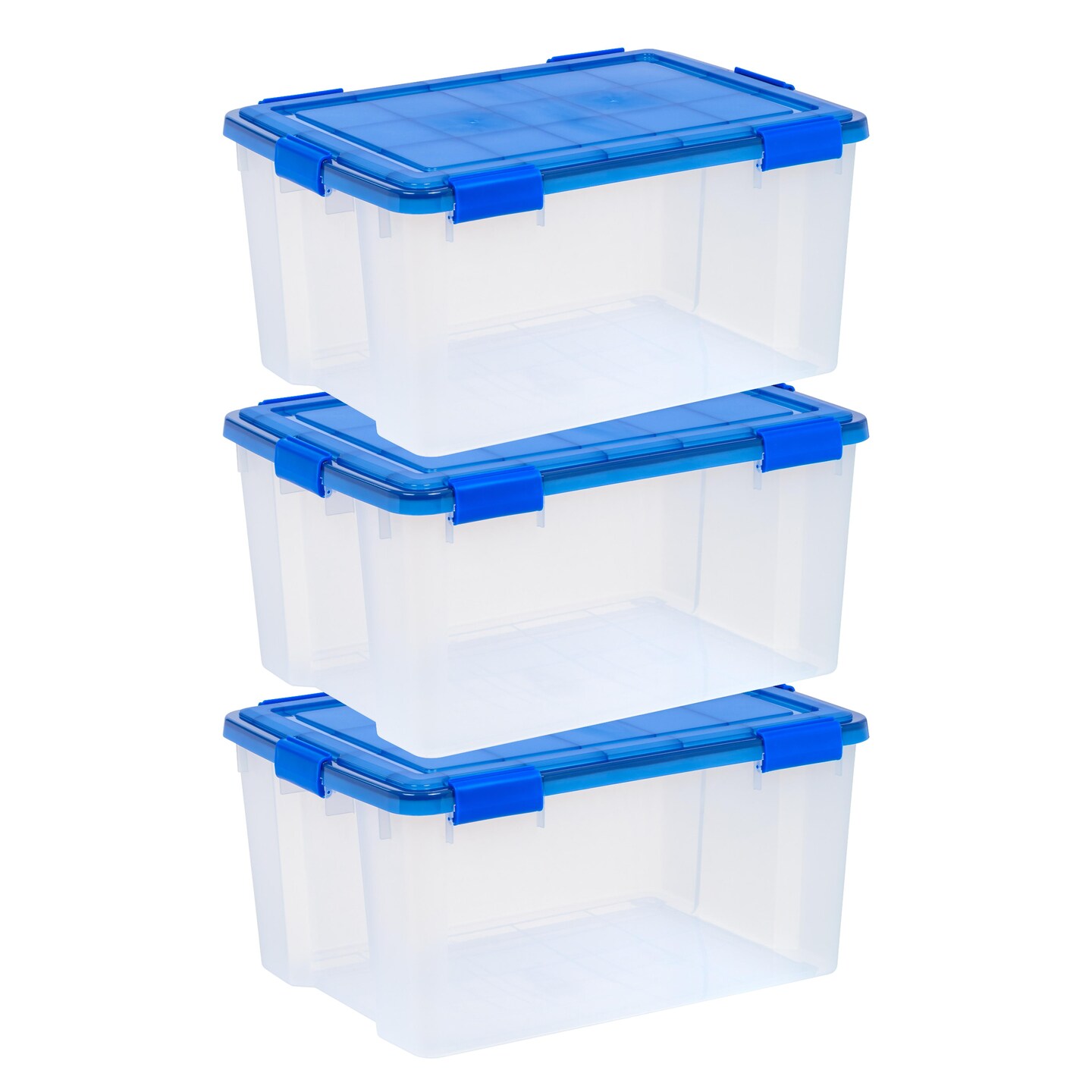 IRIS USA 3Pack 62qt WEATHERPRO Airtight Plastic Storage Bin with Lid and Seal and Secure Latching Buckles