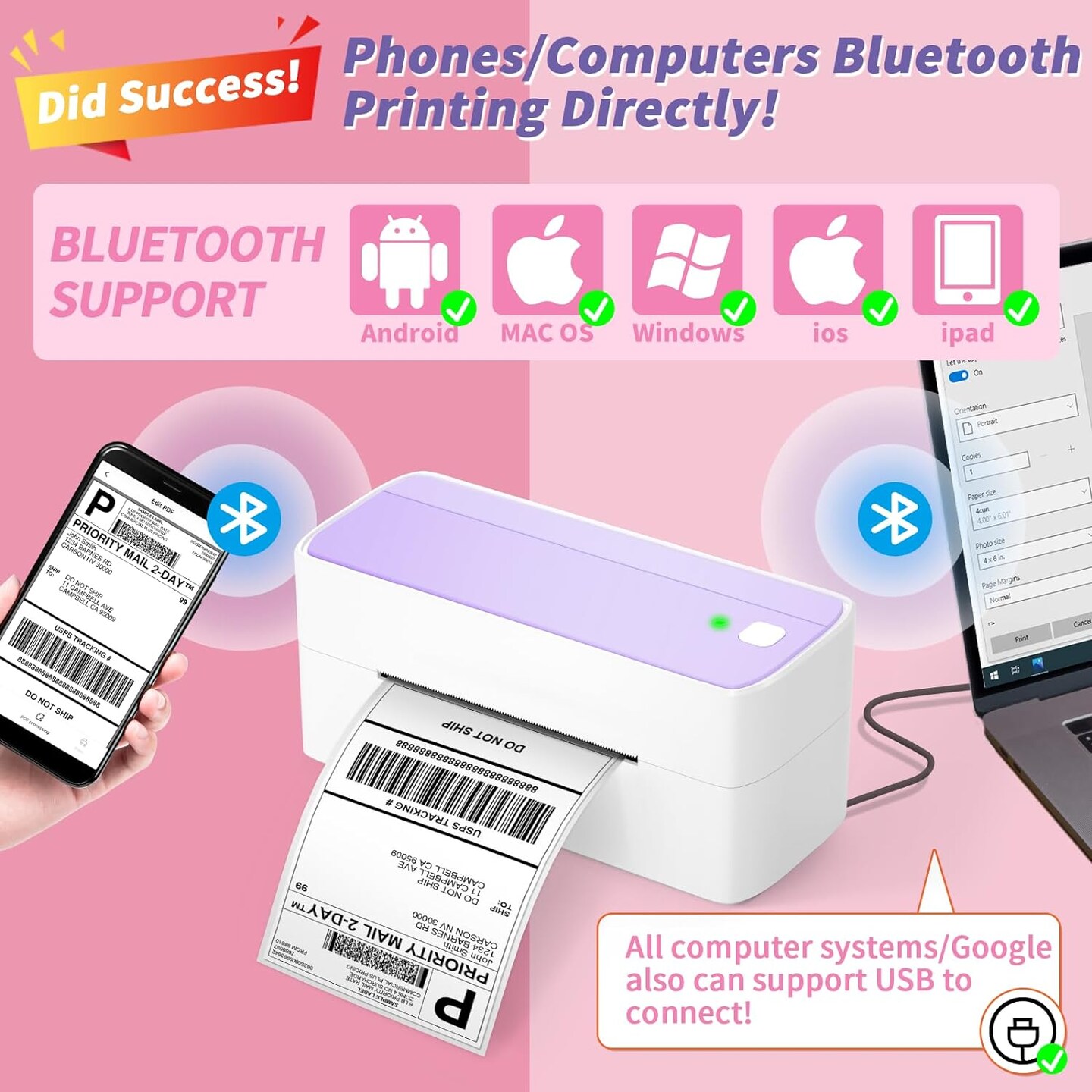 ASprink® - Bluetooth Shipping Label Printer 4x6 - Streamline Your Shipping Process with Ease