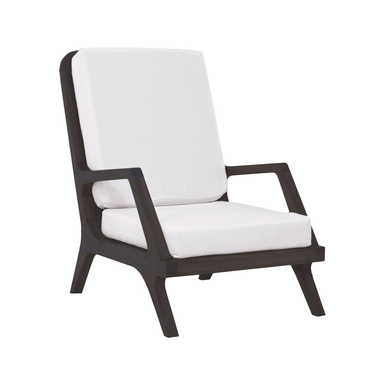 Teak Garden Lounge Chair Cushions In White