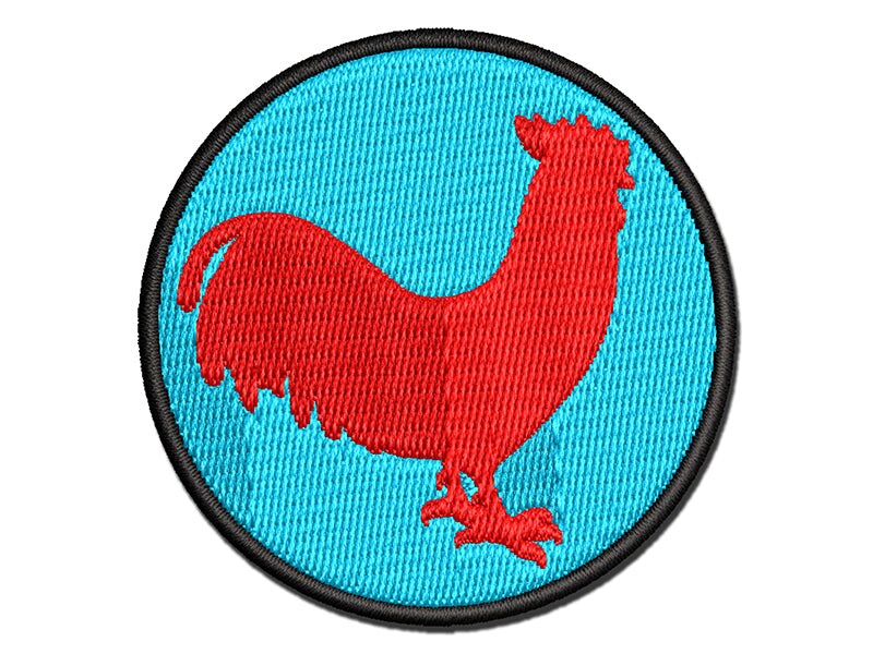 Rooster Chicken Standing Solid Multi-Color Embroidered Iron-On or Hook &#x26; Loop Patch Applique