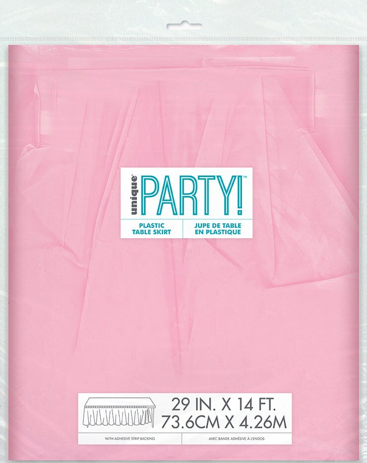 Lovely Pink Plastic Table Skirt, 29&#x22; x 14&#x27;, 1ct
