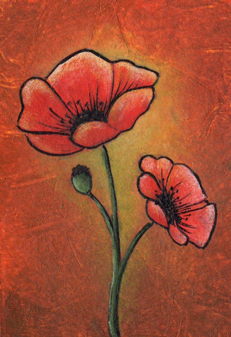 White Poppies- 2024 Original 12 x12 acrylic