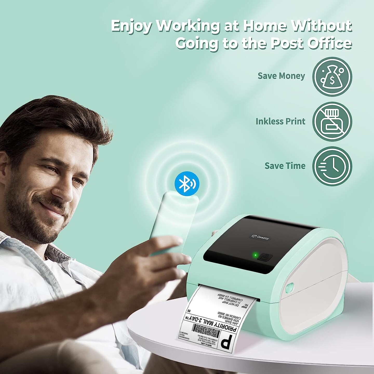 ASprink&#xAE; - Bluetooth Thermal Label Printer | D520BT - 4X6&#x22; for Small Business &#x26; Packages