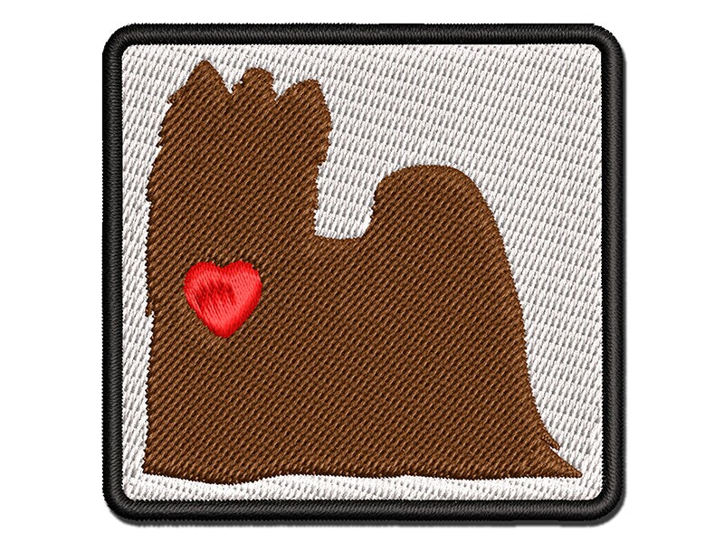 Yorkie Yorkshire Terrier Dog with Heart Multi-Color Embroidered Iron-On or Hook &#x26; Loop Patch Applique