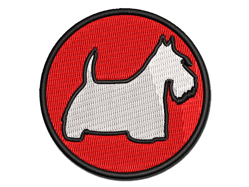 Scottish Terrier Scottie Dog Outline Multi-Color Embroidered Iron-On or Hook &#x26; Loop Patch Applique
